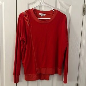 Red Haute Women's Small Pullover with Laced Shoulder Detail